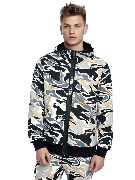 Camo Zip Up Mens Hoodie