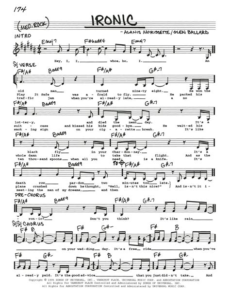 Ironic By Alanis Morissette Sheet Music For Real Book Melody Lyrics And Chords At Sheet Music