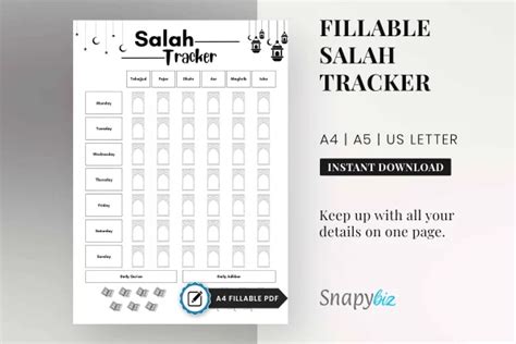 Salah Tracker Printable SnapyBiz