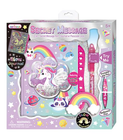 Hot Focus Secret Diary With Passcode Lock In Secret Message Pen Glow In The Dark Unicorn