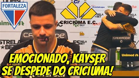 EMOCIONADO RENATO KAYSER SE DESPEDE DO CRICIÚMA CENTROAVANTE RETORNA