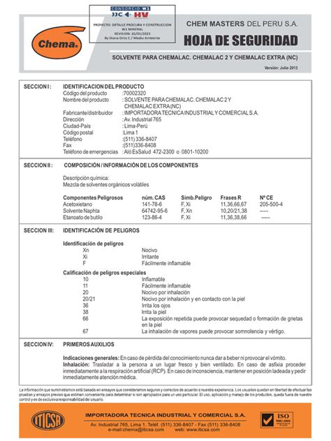 10 Msdschema Solvente Para Chemalac Pdf