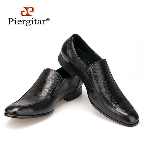 Piergitar Black Leather Men Dress Shoes Men S Flats Formal Business