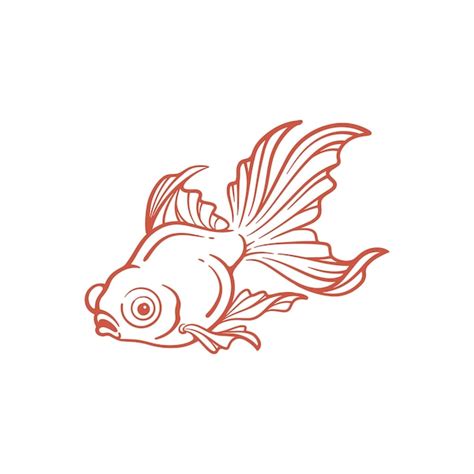 Premium Vector Hand Drawn Goldfish Line Art Goldfish Vector Illustration