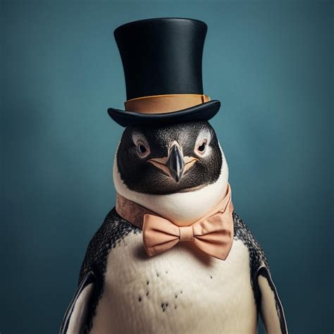 Premium Photo There Is A Penguin Wearing A Top Hat And Bow Tie