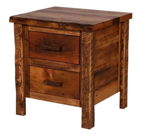 Weathered Pine 2 Drawer Nightstand Reclaimed Wood Nightstand Rustic Nightstand Reclaimed