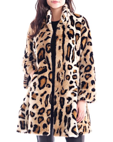 Fabulous Furs Faux Fur Leopard Swing Coat Neiman Marcus