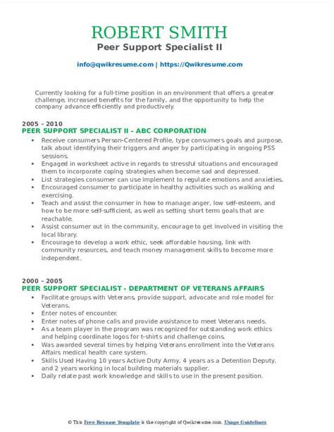 10 Peer Support Specialist Resume Samples Templates For 2025