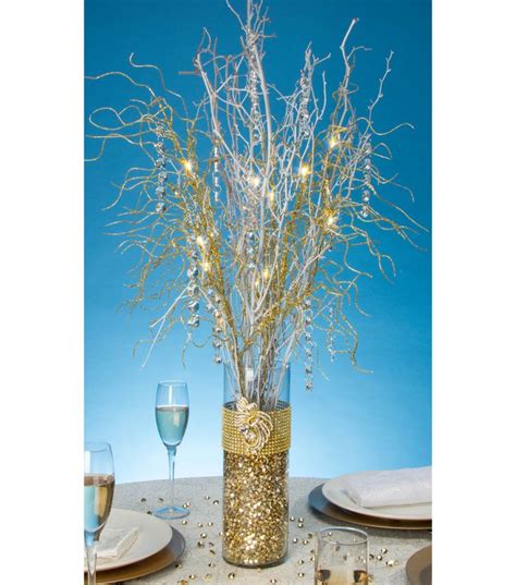 Gold Bling Wrapped Vase With Lit Branches At Joann Lighted