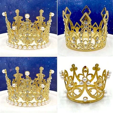 4 Pcsset Crystal Pearl Crown Cake Decoration Plug In Suitable For