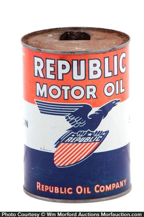 Republic Motor Oil Can • Antique Advertising