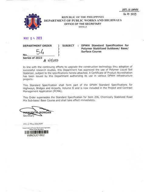 Department 0F Public Works and Highways: Republic of The Philippines