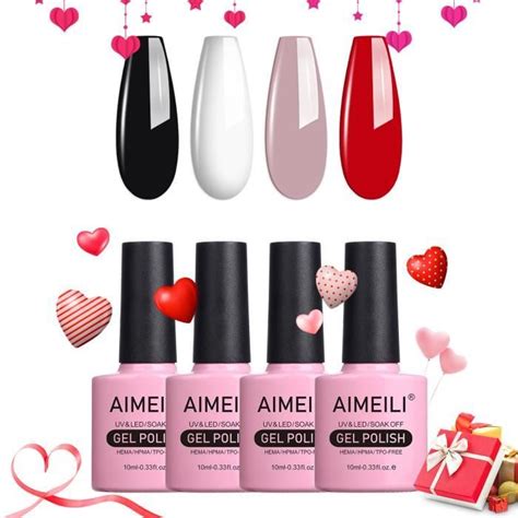 Aimeili Soak Off Uv Led Noir Blanc Nude Rouge Vernis Ongles Gel Semi