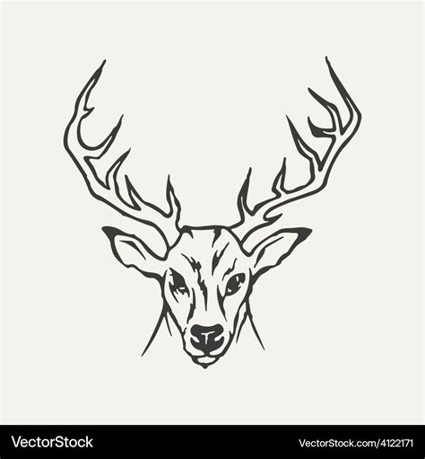 Deer black and white style Royalty Free Vector Image