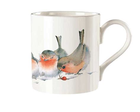 Melamaster Winter Robins Bone China Mug Melamaster