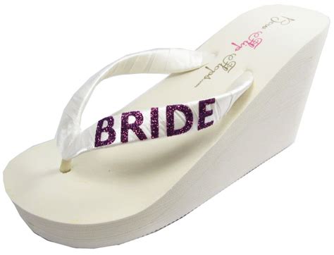 Bridal Flip Flops Bride Bling Glitter Wedge Wedding