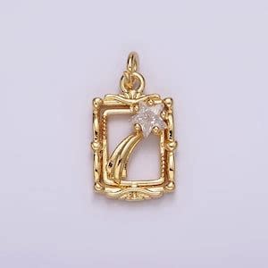 14K Gold Filled Celestial Shooting Star Artisan Open Frame Charm For