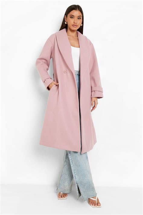 Belted Wool Look Robe Coat Boohoo