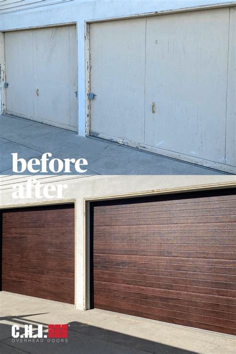 Before And After Planks Garage Doors In Mahogany Faux Wood Contemporary