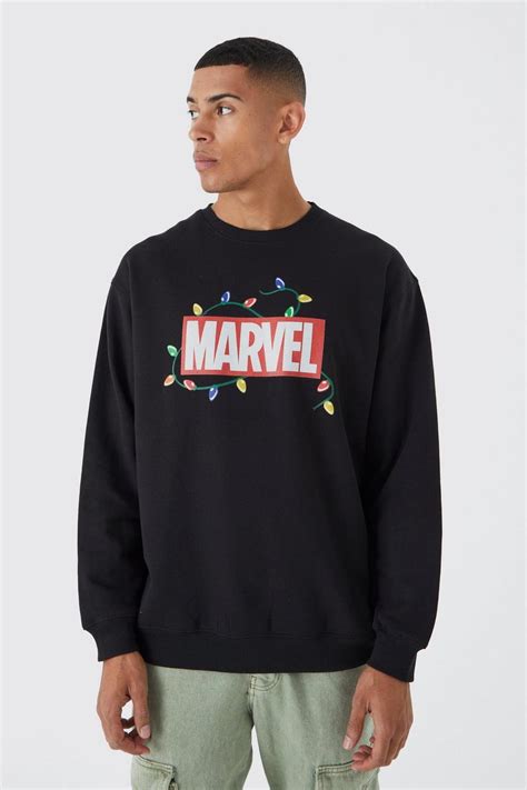 Oversized Marvel Christmas License Sweatshirt Boohoo Uk