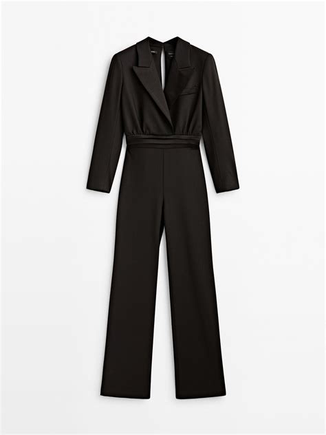 Massimo Dutti Jumpsuit With Lapel Collar Studio In Black 60 Off