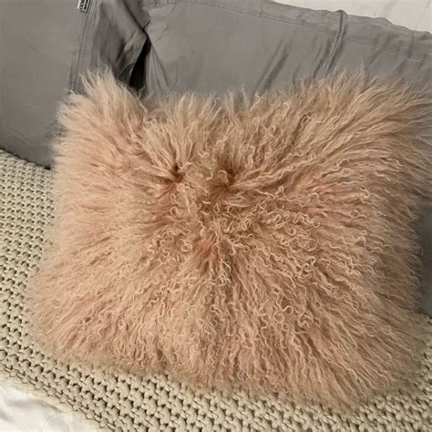 West Elm Bedding Nwt West Elm Pink 2 X 16 In Mongolian Lamb Pillow