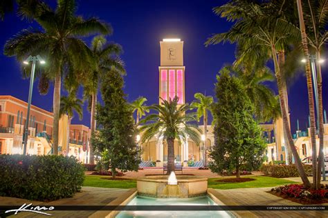 Mizner Park Amphitheater at Night Boca Raton City Downtown