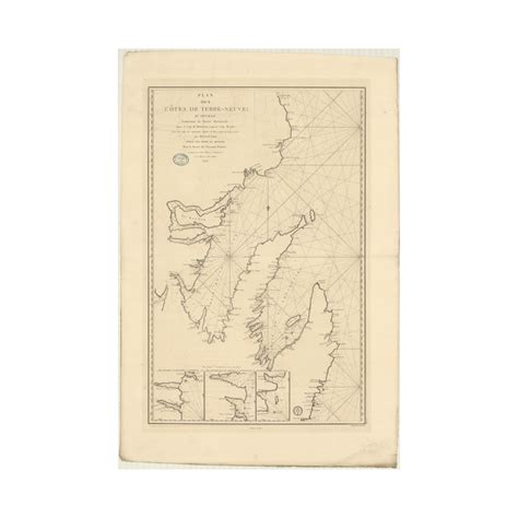 Reproduction carte marine ancienne 327 TERRE NEUVE Côte Est