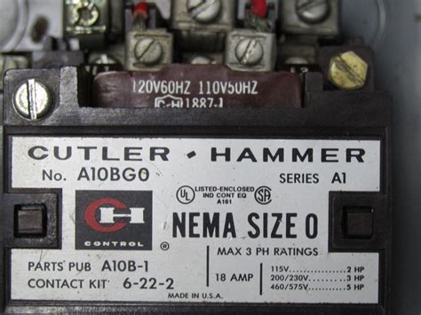 Cutler Hammer A10BG0 Series A1 NEMA Size 0 Contact For Sale Online EBay