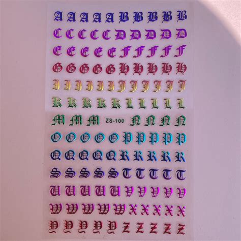 Old English Letters Stickers Rainbow Thenailshopxkat