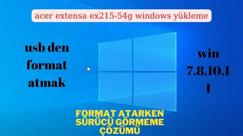 FORMAT ATARKEN SÜRÜCÜ GÖRMÜYOR HATASI ÇÖZÜMÜ acer extensa ex215 54g