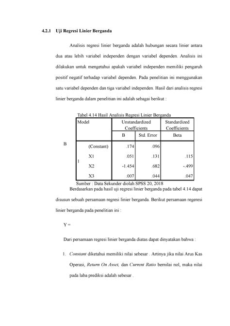 Uji Regresi Linier Berganda 4 2 Uji Regresi Linier Berganda Analisis