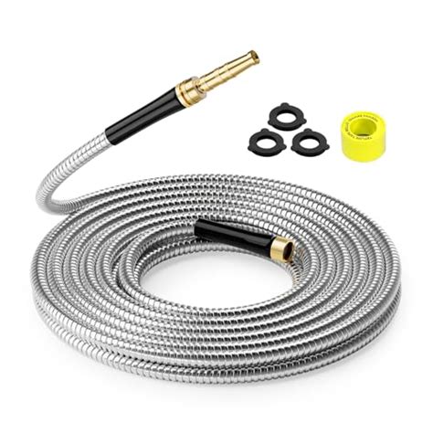 Specilite 50 Ft Garden Hose 304 Stainless Steel Metal Heavy Duty Flexible Water