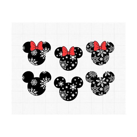 Christmas Mickey Minnie Head Snowflakes Svg And Png Inspire