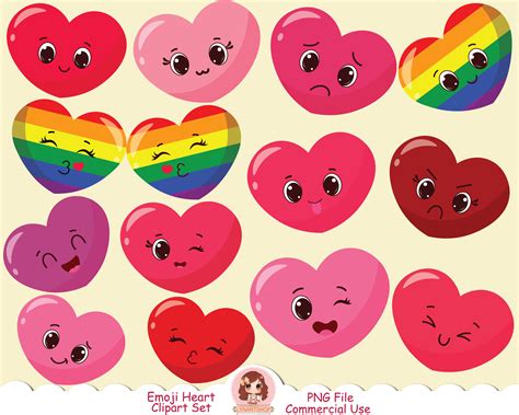 Cute Emoji Heart Vector Clipart PNG, Valentine's Heart Clip Art, Heart ...