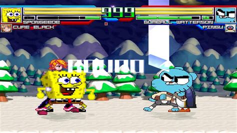 Nick54222 Mugen Spongebob Squarepants And Cure Black Vs Gumball And