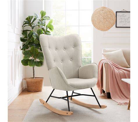 Fauteuil Bascule Rocking Chair Scandinave En Tissu Avec Pieds En E