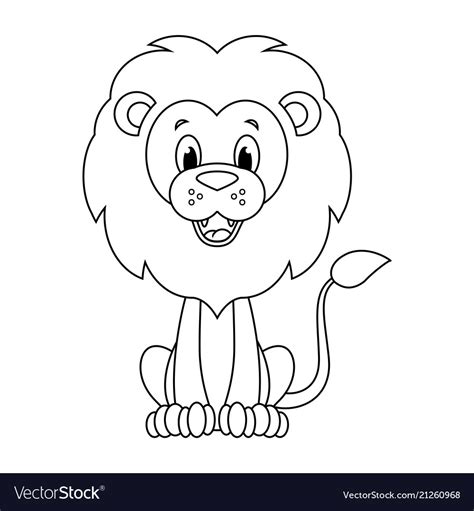 Colorless cartoon lion Royalty Free Vector Image