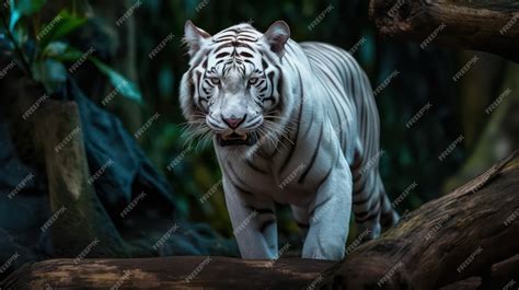 Premium AI Image | a portrait of white tiger in natural habitat