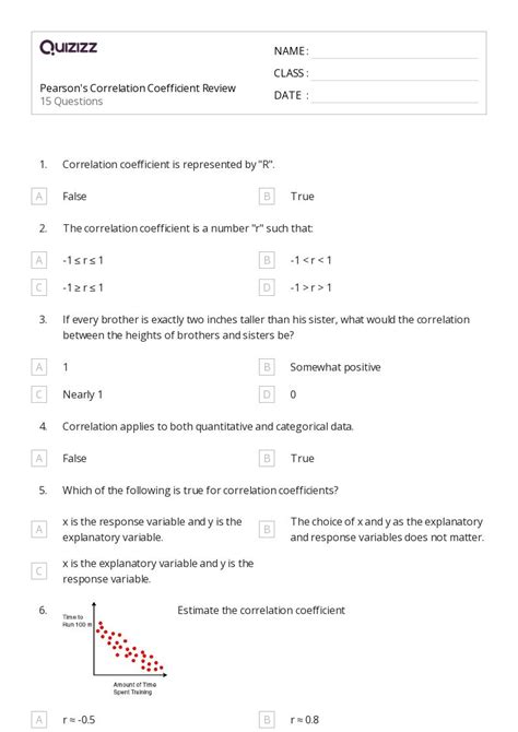 50 Correlation And Coefficients Worksheets On Quizizz Free And Printable