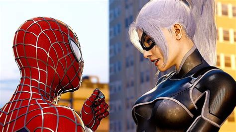 Spider Man Ps4 Silver Lining Dlc Black Cat Saves Spiderman Scene Youtube