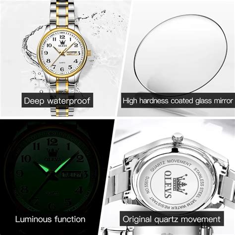 Olevs Luxury Quartz Watch For Women Elegant Stainless Steel Watch Luminous Waterproof Week Date