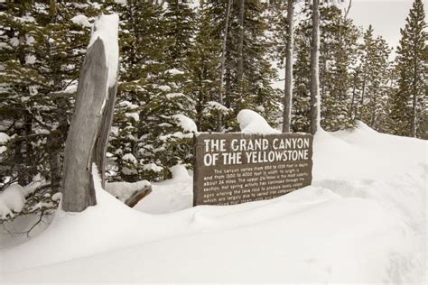 Signage Dla Uroczystego Jaru Yellowstone Park Narodowy W Sno Zdj Cie