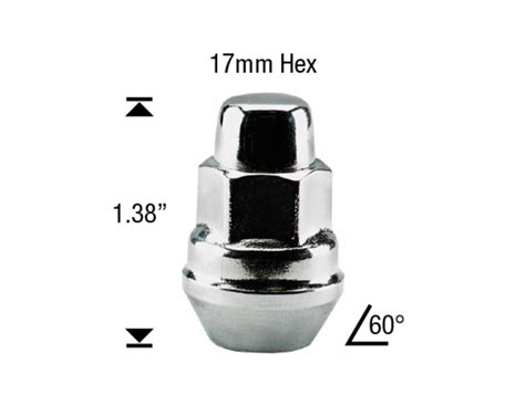 20x Lug Nuts Closed End 14x1 5 Small Diameter 17mm Hex Chrome Ford