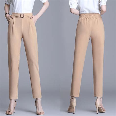 Buy Elegant High Waist Elastic Harem Pants For Women Commuter Casual