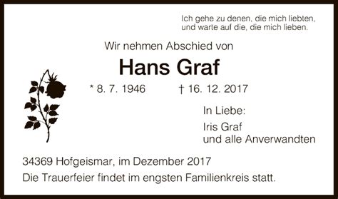 Traueranzeigen Von Hans Graf Trauer Hna De