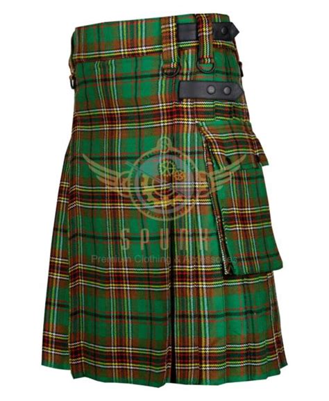 Murphy Clan Tartan Utility Kilt 2 Cargo Pockets Mens Scottish