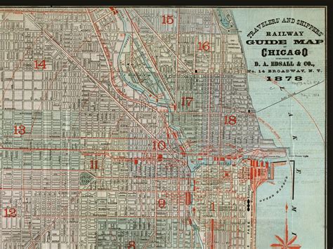 Vintage Map of Chicago Old Chicago Wall Map Large Chicago - Etsy