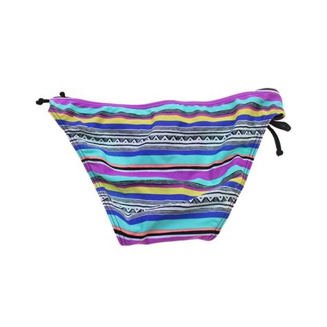 Hula Honey Multi Striped Side Tie Hipster Bikini Swim Bottom Us Medium