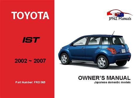 Toyota Ist Owner S User Manual In English